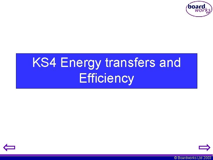 KS 4 Energy transfers and Efficiency © Boardworks Ltd 2003 