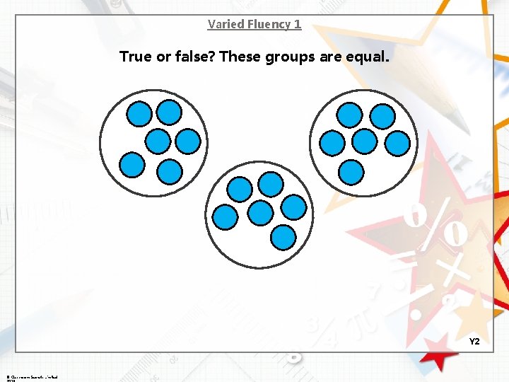 Varied Fluency 1 True or false? These groups are equal. Y 2 © Classroom