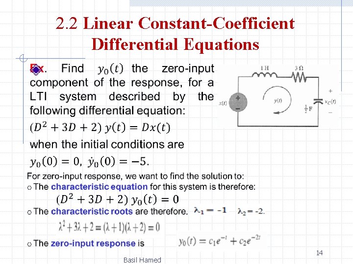 2. 2 Linear Constant-Coefficient Differential Equations Basil Hamed 14 