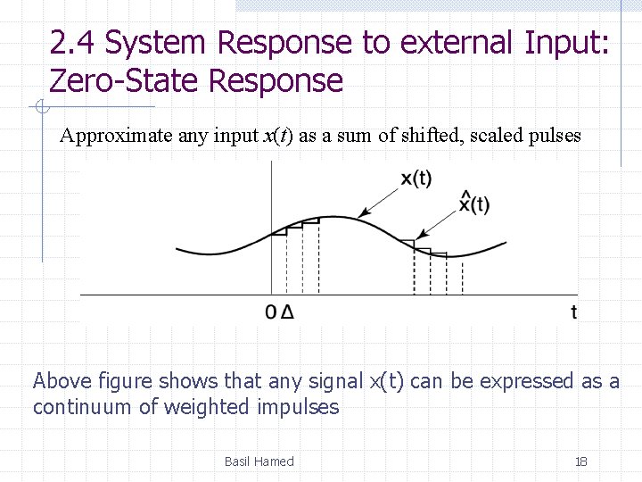 2. 4 System Response to external Input: Zero-State Response Approximate any input x(t) as