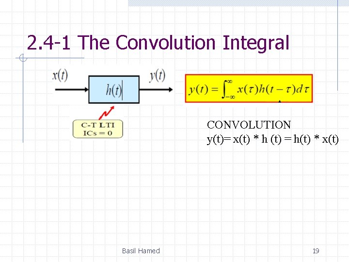 2. 4 -1 The Convolution Integral CONVOLUTION y(t)= x(t) * h (t) = h(t)