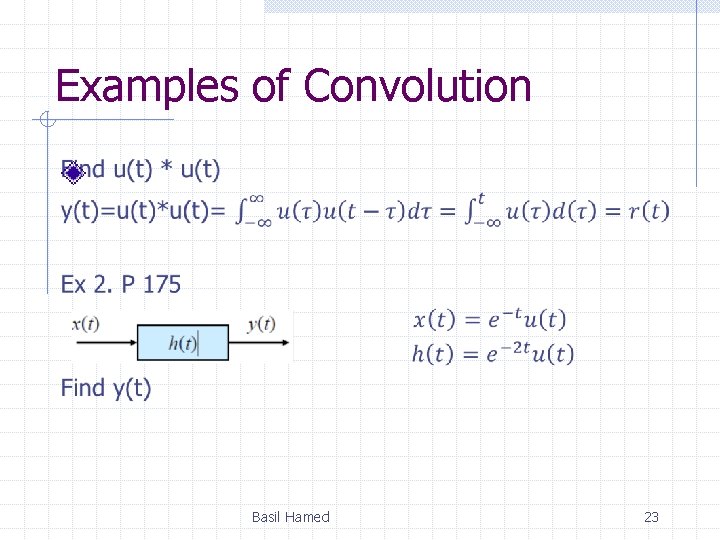 Examples of Convolution Basil Hamed 23 