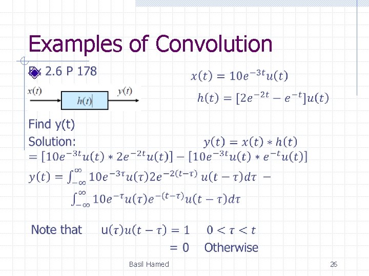 Examples of Convolution Basil Hamed 26 