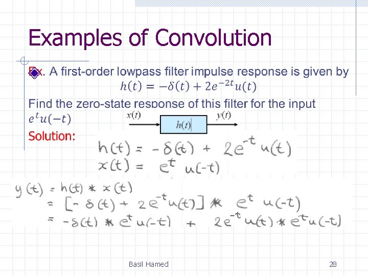 Examples of Convolution Basil Hamed 28 