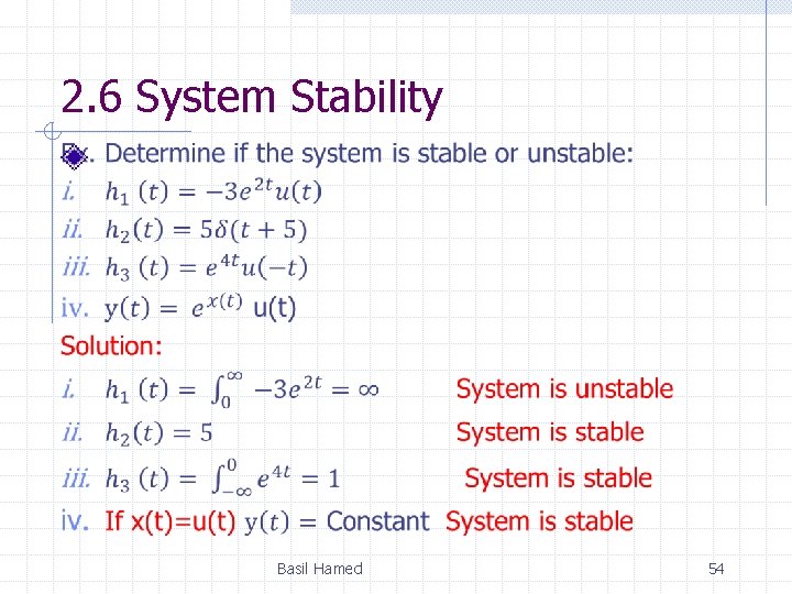 2. 6 System Stability Basil Hamed 54 