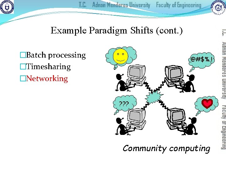 Example Paradigm Shifts (cont. ) �Batch processing �Timesharing �Networking @#$% ! ? ? ?