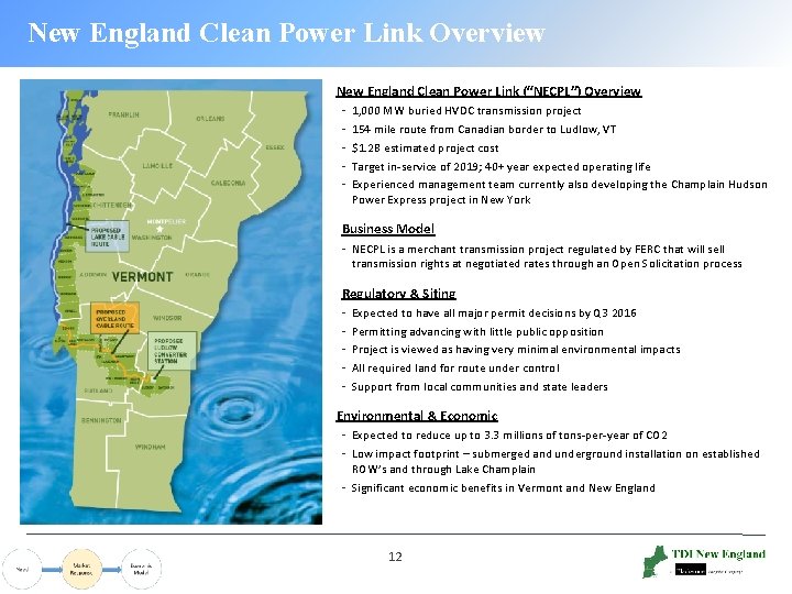 New England Clean Power Link Overview New England Clean Power Link (“NECPL”) Overview 1,
