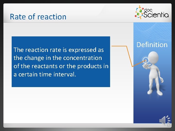 Rate of reaction The reaction rate is expressed as the change in the concentration