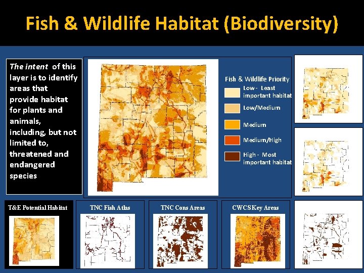 Fish & Wildlife Habitat (Biodiversity) Wildlife Occurrence The intent of this layer is to