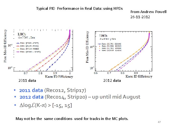 Typical PID Performance in Real Data: using HPDs 2011 data From Andrew Powell 26