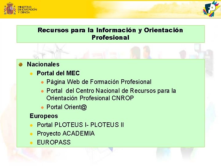 Recursos para la Información y Orientación Profesional Nacionales l Portal del MEC l Página