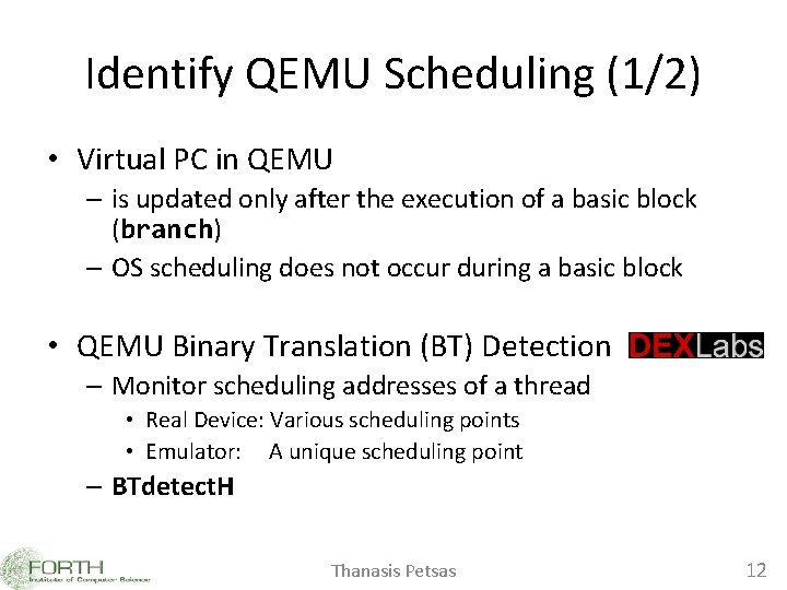 Identify QEMU Scheduling (1/2) • Virtual PC in QEMU – is updated only after