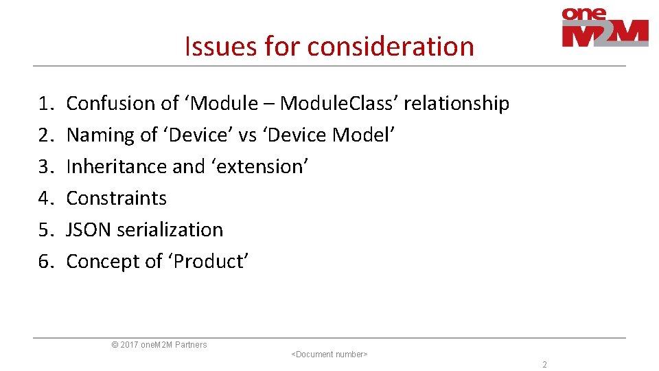 Issues for consideration 1. 2. 3. 4. 5. 6. Confusion of ‘Module – Module.