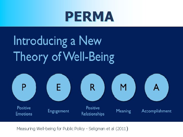 PERMA Positive Emotions Engagement Relationships Meaning Accomplishment Measuring Well-being for Public Policy - Seligman