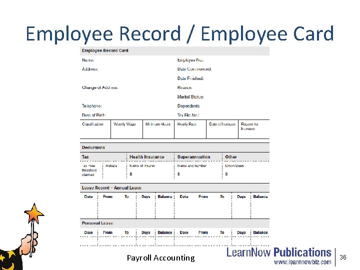 Employee Record / Employee Card Payroll Accounting 36 