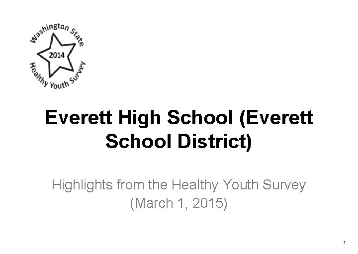 Everett High School (Everett School District) Highlights from the Healthy Youth Survey (March 1,