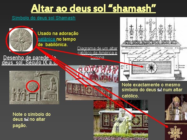 Altar ao deus sol “shamash” Símbolo do deus sol Shamash Usado na adoração satânica
