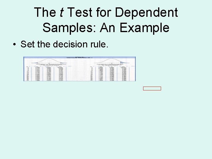 The t Test for Dependent Samples: An Example • Set the decision rule. 