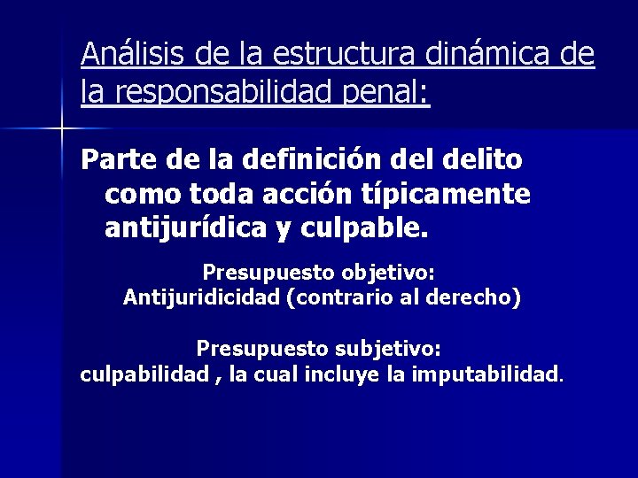 Análisis de la estructura dinámica de la responsabilidad penal: Parte de la definición delito