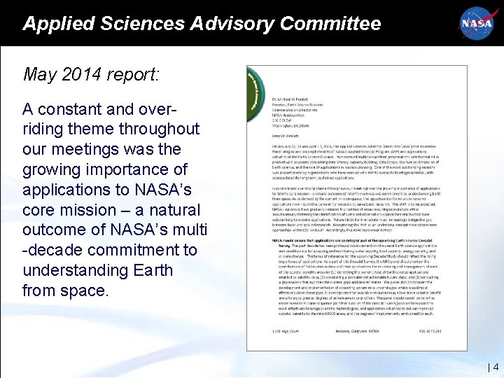 Applied Sciences Advisory Committee May 2014 report: A constant and overriding theme throughout our