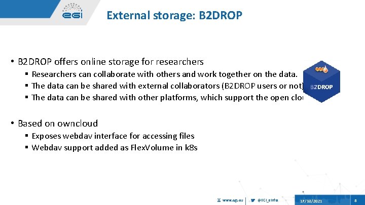 External storage: B 2 DROP • B 2 DROP offers online storage for researchers