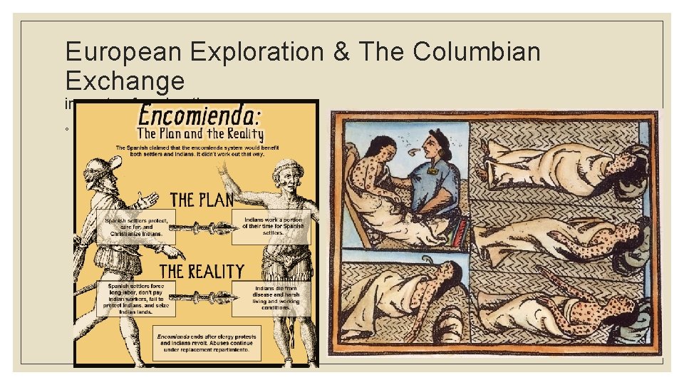 European Exploration & The Columbian Exchange impacts of exploration ◦ Columbian Exchange: the movement