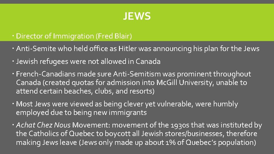 JEWS Director of Immigration (Fred Blair) Anti-Semite who held office as Hitler was announcing