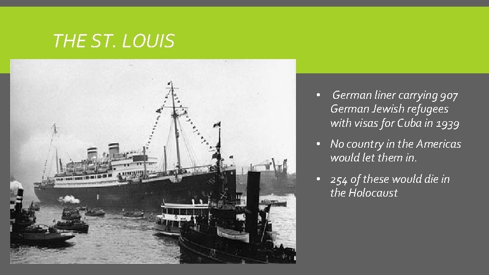 THE ST. LOUIS • German liner carrying 907 German Jewish refugees with visas for