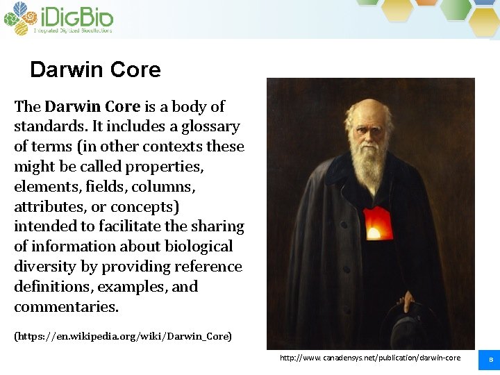 Darwin Core The Darwin Core is a body of standards. It includes a glossary