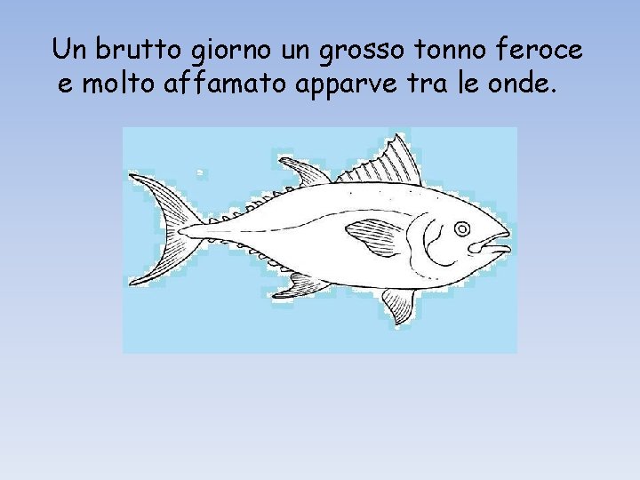 Un brutto giorno un grosso tonno feroce e molto affamato apparve tra le onde.