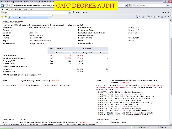 CAPP DEGREE AUDIT 