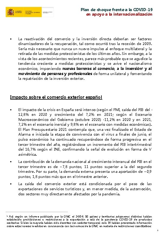 Plan de choque frente a la COVID19 en