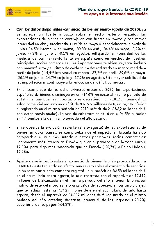 Plan de choque frente a la COVID19 en