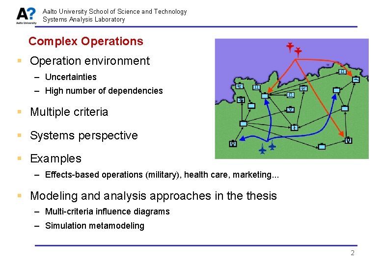 Aalto University School of Science and Technology Systems Analysis Laboratory Complex Operations § Operation