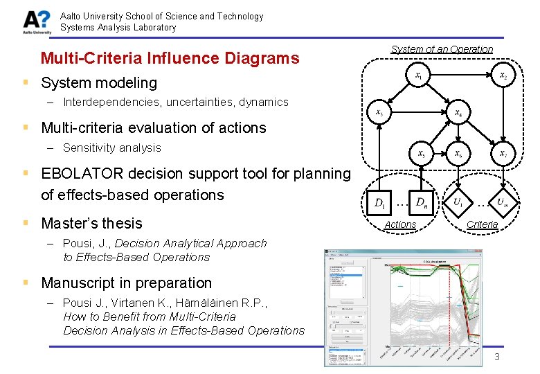 Aalto University School of Science and Technology Systems Analysis Laboratory Multi-Criteria Influence Diagrams System