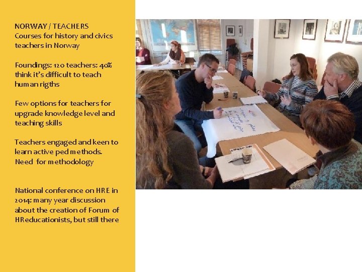 NORWAY / TEACHERS Courses for history and civics teachers in Norway Foundings: 120 teachers: