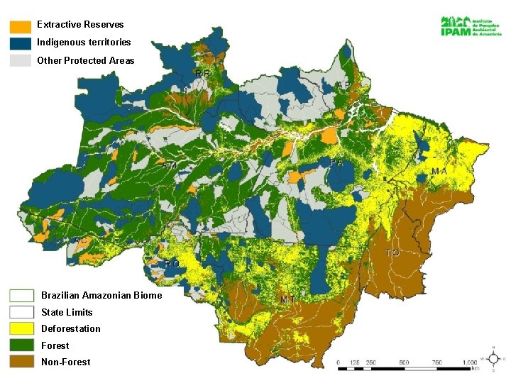 Extractive Reserves Indigenous territories Other Protected Areas Brazilian Amazonian Biome State Limits Deforestation Forest