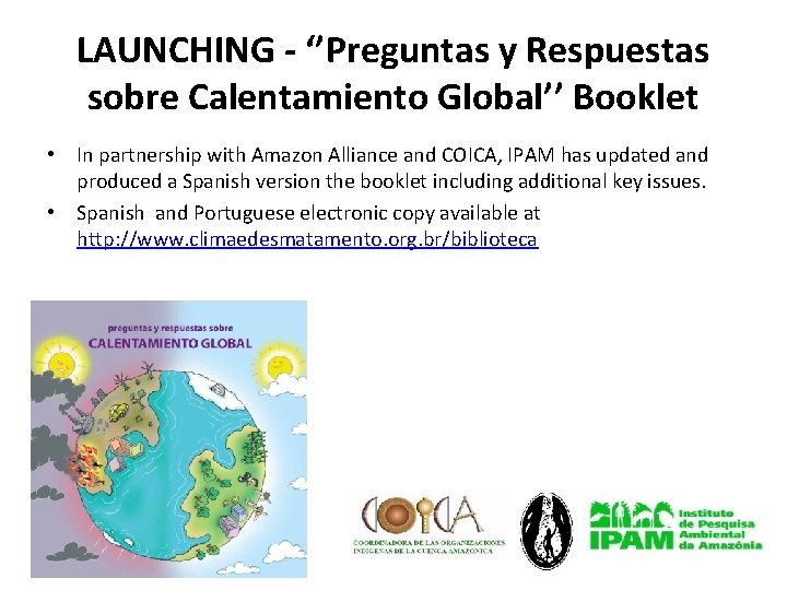LAUNCHING - ‘’Preguntas y Respuestas sobre Calentamiento Global’’ Booklet • In partnership with Amazon