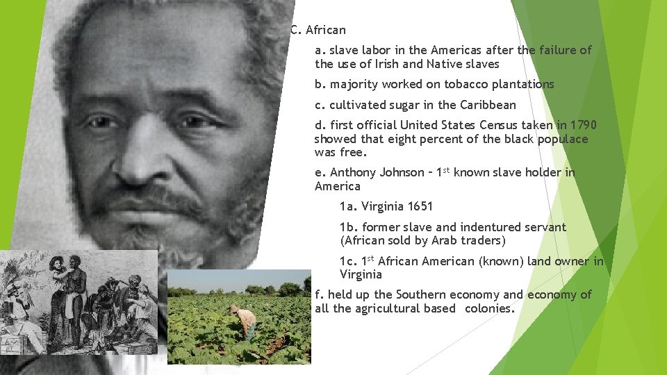 C. African a. slave labor in the Americas after the failure of the use C. African a. slave labor in the Americas after the failure of the use