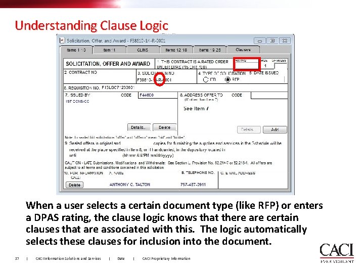 Understanding Clause Logic When a user selects a certain document type (like RFP) or