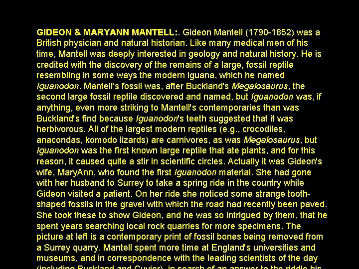 GIDEON & MARYANN MANTELL: . Gideon Mantell (1790 -1852) was a British physician and