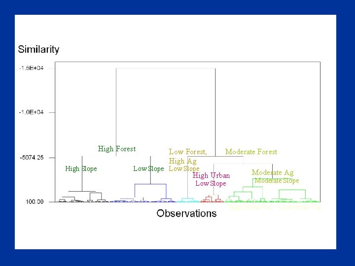 High Forest High Slope Low Forest, High Ag Moderate Forest Low Slope High Urban