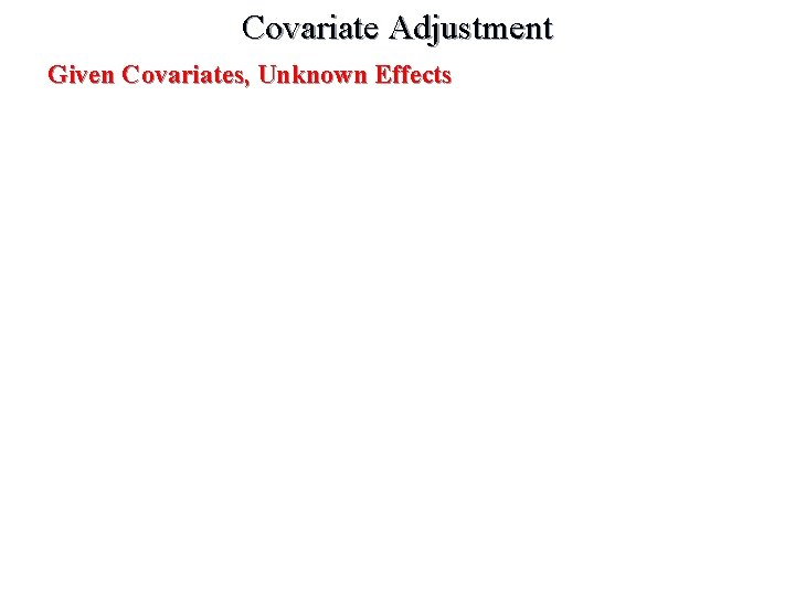 Covariate Adjustment Given Covariates, Unknown Effects 