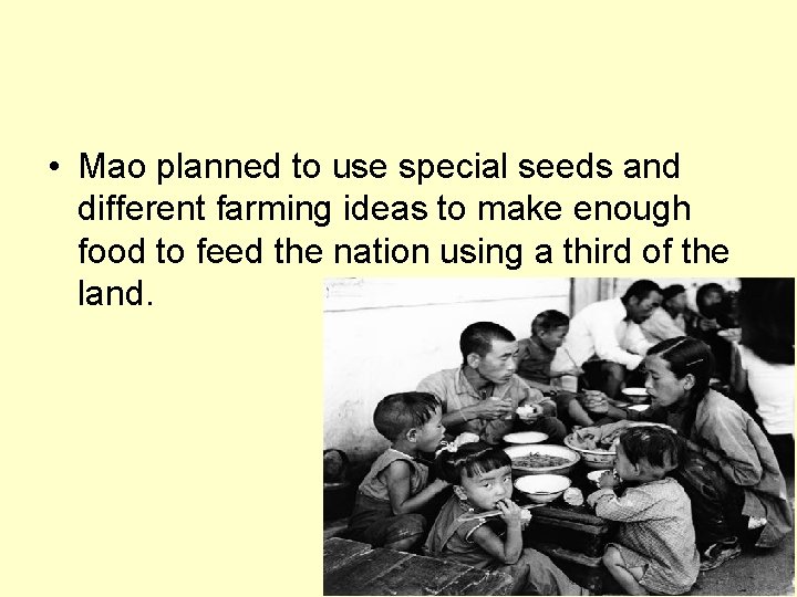  • Mao planned to use special seeds and different farming ideas to make