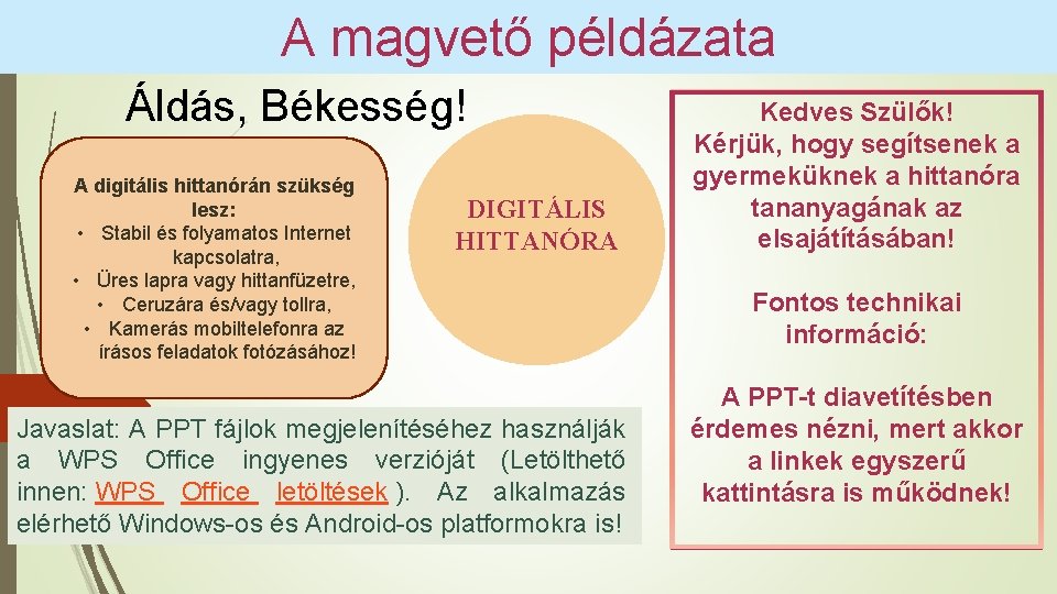 A magvető példázata Áldás, Békesség! A digitális hittanórán szükség lesz: • Stabil és folyamatos