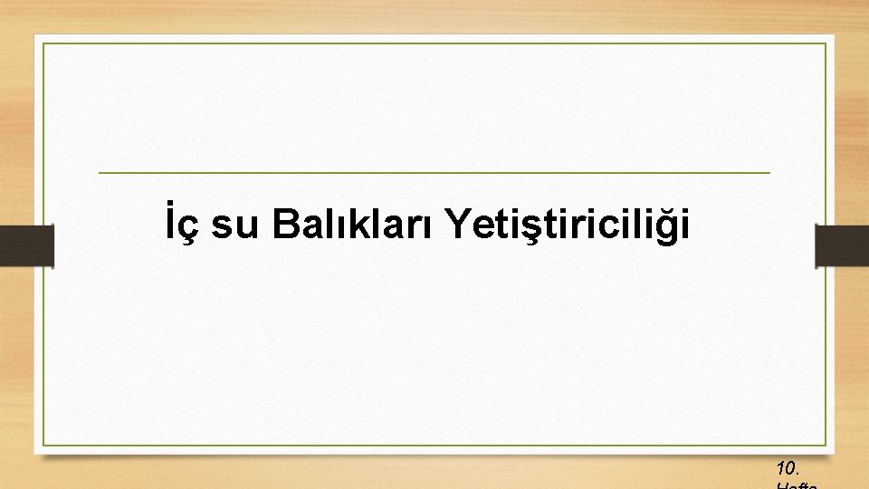 İç su Balıkları Yetiştiriciliği 10. 