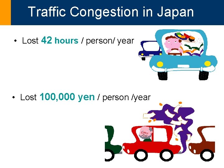 Traffic Congestion in Japan • Lost 42 hours / person/ year • Lost 100,