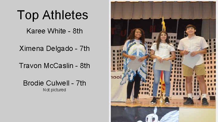 Top Athletes Karee White - 8 th Ximena Delgado - 7 th Travon Mc.