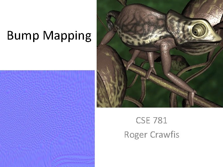 Bump Mapping CSE 781 Roger Crawfis 