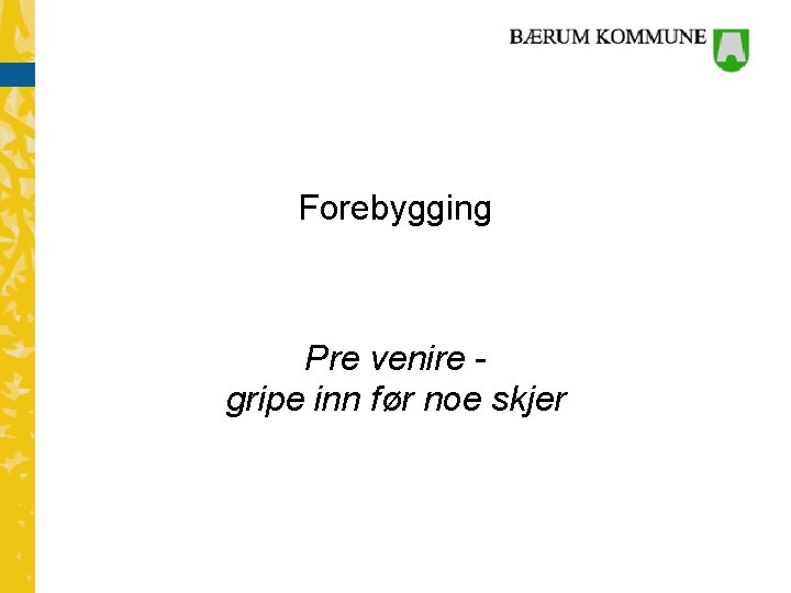 Forebygging Pre venire gripe inn før noe skjer 